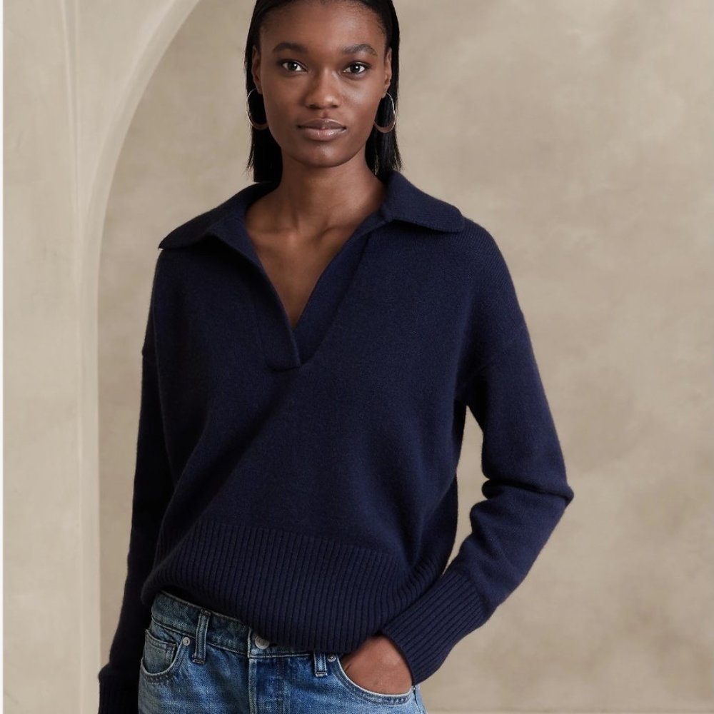 Banana Republic luna cashmere sweated polo
